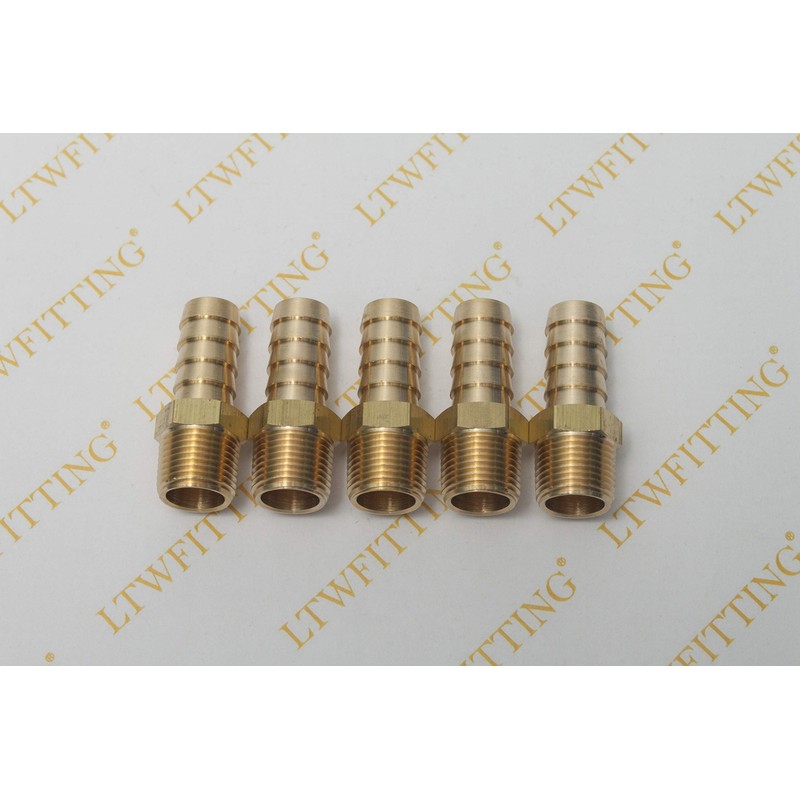 LTWFITTING Brass Barbed Fitting Coupler/Connector 3/8" Male BSPT x 1/2"(12mm)