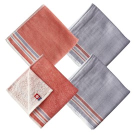 Gauze & Pile Towel Handkerchief [Imabari Towel] 9.8 x 9.8 inches (25 x 25 cm), Set of 4, Thin, Pockets, Mini Towel, Hand Towel, Bulk Purchase, Cute, Stylish, Be Fine Fine and Quick Drying, Made in