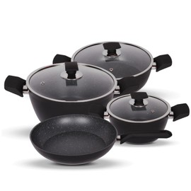 Serenk Pots and Pans Set Stainless Steel, Non Stick, 7 Pieces, Non Toxic Cokware, Induction Cookware, w/Pots & Pans & Saucepans, Cooking Sets Pots and Pans (Granite 7 Pc Set)