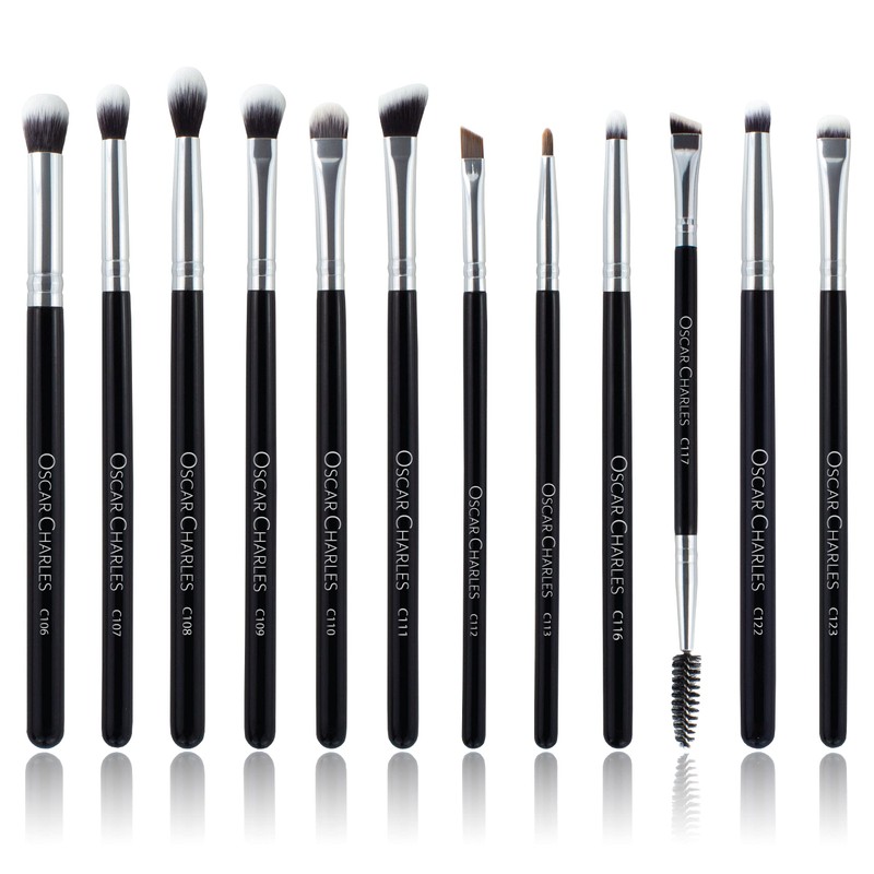 Oscar Charles Silver Eye Makeup Brush Set 12 Makeup Brushes