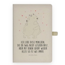 Mr. & Mrs. Panda DIN A4 Baumwoll Notizbuch Eisbär Umarmen - Geschenk, süße Tiermotive, Tiere, Skizzenbuch, gute Laune, Notizblock, Kladde, Journal, Schreibheft, lustige Sprüche, Notizen