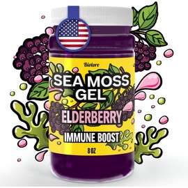 Biolore Biolore Sea Moss Gel Elderberry Made in USA Raw Wildcrafted Irish Seamoss Essential Vitamins Trace Minerals Vegan Superfood, Jam, Jelly & Sweet Spread Gifts (Elderberry 8OZ)