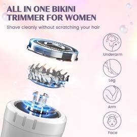 Electric Razor - Shaver for Women, Uythumidid Painless Body Hair Trimmer and Facial Hair Removal Kit, USB Rechargeable Ladies Bikini Trimmer for Face Arm Leg Bikini Underarm, Portable