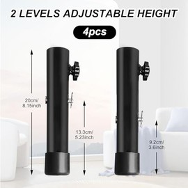 4 Piezas Extensor de Patas de Mesa 10-20cm, Patas Ajustables de Metal para Muebles, Antideslizante Extensibles de Patas con Tornillos para Sillon para