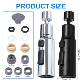 Keboyoe Pack of 2 360° Rotatable Tap Aerator with 3 Modes Multifunctional Shower Head Kitchen Tap Extension Tap Attachment Swivel for Wasserhah Shower Kitchen Bathroom Attachment