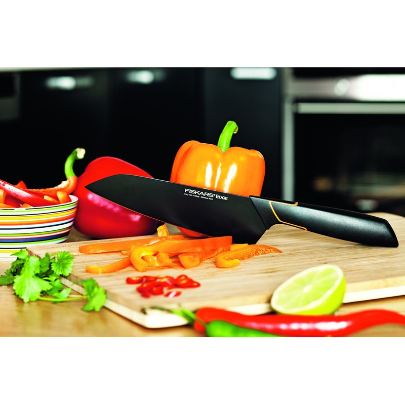 Fiskars Santoku-Messer, Modernes Design, Gesamtlänge: 29 cm, Qualitätsstahl/Kunststoff, Edge, 1003097