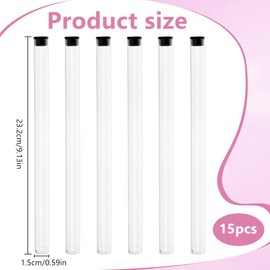 WEBEEDY 15 PCS Incense Storage Tubes with Black Lid Clear Acrylic Tube for Incense Sticks Incense Storage Holder for Meditation Yoga Relaxation Prayer Party Decoration,23.2x1.5cm(No Incense Stick)
