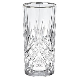 Lorren Home Trends Dynasty Collection Crystal Water, Beverage or Ice Tea Glass with Silver Band, Set of 6
