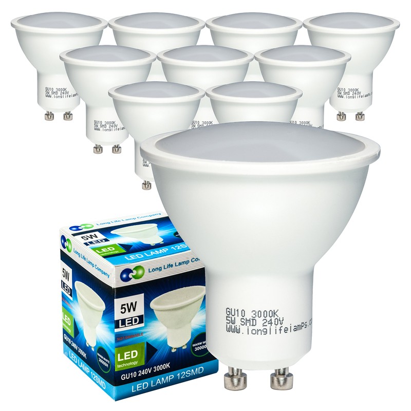 Long Life Lamp Company 10 Pack GU10 5W LED Beautiful
