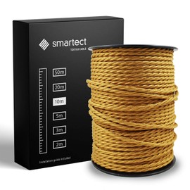 smartect Braided Cable twisted, Gold, 10 Metres 3 Core Electrical Cable (3 x 0.75mm²) Vintage Fabric Electrical Wire for your DIY project