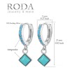 Finos Aretes Plata S925 Huggies Minimalista Piedra Turquesa