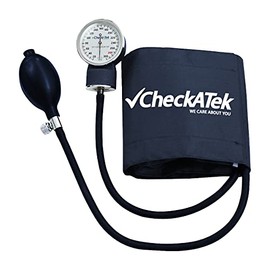CHECK A TEK WE CARE ABOUT YOU Baumanómetro Aneroide Popular (Azul) / Medidor de presión arterial / Esfigmomanómetro Aneroide / Aparato de presión con estuche / Bauma/ Tensiómetro