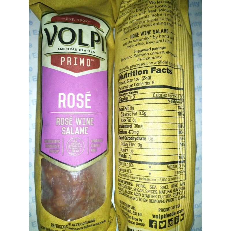 Columbus ROSE Wine Italian Smoked Salami Volpi Primo 24oz AllNatural