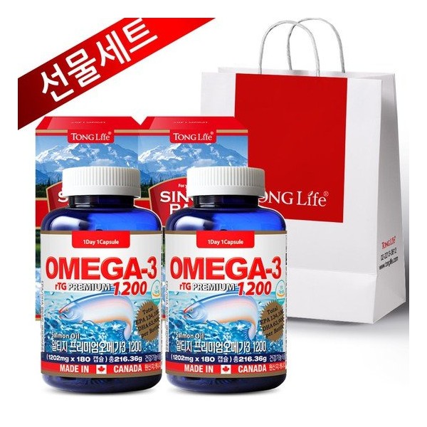 Tonglife Gift Set-Tonglife-Premium Altige Omega 3-1200+Vitamin D-6 months supply-2 bottles, none / 통라이프 선물세트-통라이프-프리미엄 알티지오메가3-1200+비타민D-6개월분-2병, 없음