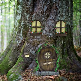 Miniature Garden Outdoor Statues Figure Statuette Trees Decoration Gardening Statues Gift Miniature Window and Door Outdoor Interior Decoration Statues Figure Garden Sculpture Ornaments Glow in the Dark