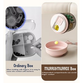 MURRI&MURRDI Portable Pill Bottle Organizer, Personal Pill Dispenser with 4 Compartments, Travel Pill Organizer with Anti-Mixing & Wide Openings Design, Small Pill Container Cute Pill Bottle (A Pink)