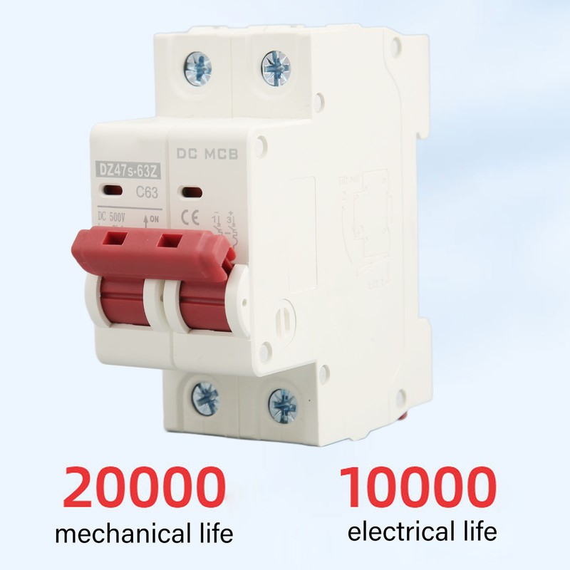 DC Miniature Circuit Breaker 2P 63A DC500V 6000A Breaking Capacity