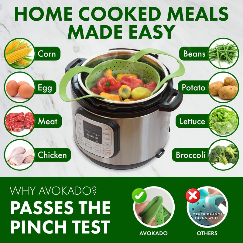 Avokado Silicone Steamer Basket for 3qt Instant Pot [6qt, 8qt