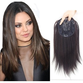 Clip In Forehead Hairpiece Straight Middle Part Neck-Length Women Hair Topper Extension Light Brown