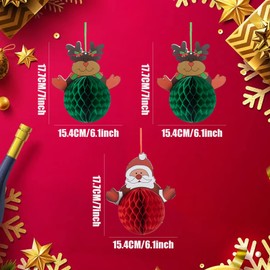 Christmas Decoration, Pack of 3 Paper Christmas Tree Decorations, Santa Claus Elk Paper Folding Christmas Banner Garland Christmas Tree Decorations