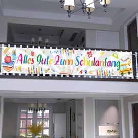 DazzJoy 270 x 40 cm Alles Gute zum Schulanfang Banner, First Day of School Garland School Child Decoration, School Banner, Garland School Decoration Girls Boys
