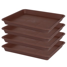 VUWEZ Plant Growing Trays 4 Pack, Plant Tray, 14.5"x11", Heavy Sturdy Plastic Plant Saucer Seed Trays, Seedling Starter Tray, Plant Drip Trays for Indoors, Seed Starter Growing Tray (Chocolate)