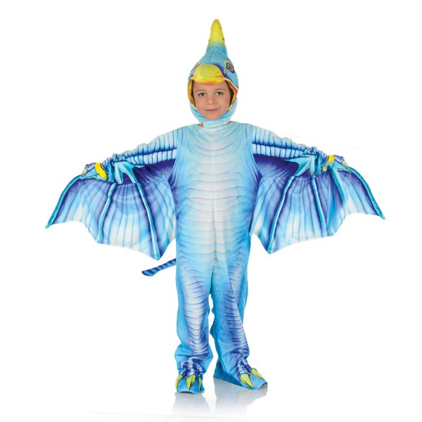 Underwraps Kid's Children's Pterodactyl Dinosaur Printed Jumpsuit Costume Childrens Costume, Yellow, Medium