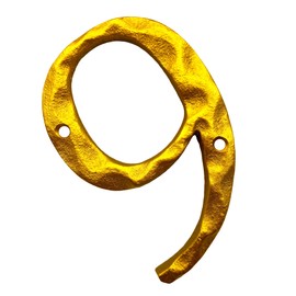 5-Inch High Cast Iron Home Address House Numbers or Mailbox Number - Elegant Golden Finish, Rustproof - Classic and Stylish Address Sign/Number 6