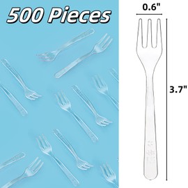 Covzoe 500 Pieces Plastic Mini Forks, 3.7 Inch Clear Small Dessert Forks, Disposable Plastic Appetizer Fork, Exquisite Mini Tasting Forks, Tiny Utensils for Fruit Cakes Party Serving Supplies