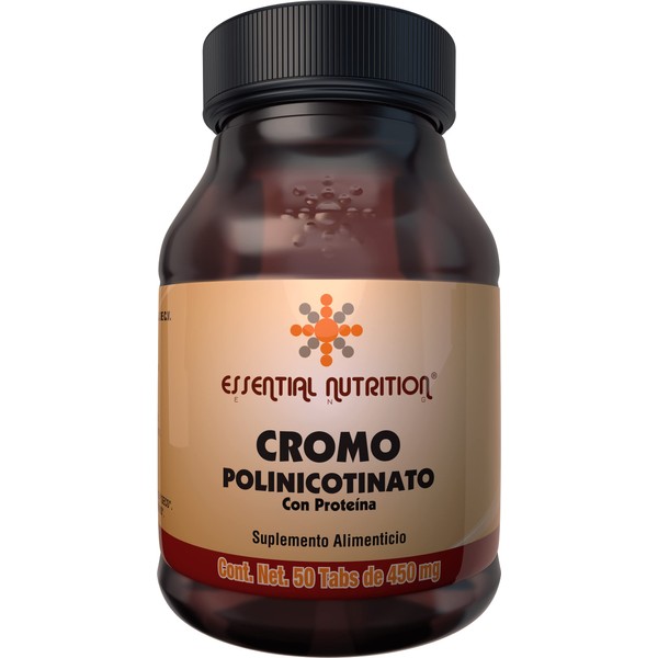 Essential Nutrition, Chromium Polinicotinate (Polinicotinato de Cromo) 50 Tabletas de
