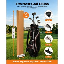 ZENANBiBi 10 Pack Golf Club Shipping Boxes, 4"L X 4"W X 48"H Corrugated Cardboard Golf Club Box with 48"L x8"W Clear Bubble Out Bag, Golf Club Boxes for Shipping/Packaging/Moving/Mailing/Storage