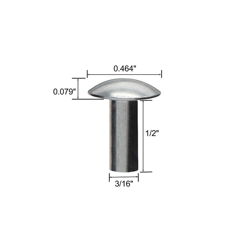 3/16" Diameter X 1/2" Length Brazier Head Solid Aluminum Rivets,