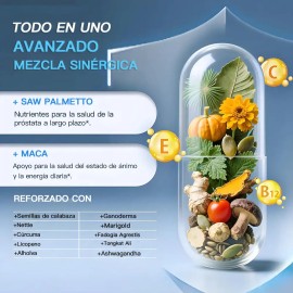Mvpcare Nutricional Prostate Health 18 In 1 Complexfor Men's Wellness Para Mejorar El Rendimiento Masculino Con Semillas De Calabaza Y Saw Palmetto,li
