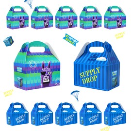 Video Game Llama Goodie Bags, 16 Pcs Treat Boxes Cookie Gable Boxes with Handle Party Gift Boxes for Battle Gamers Birthday Party Supplies Decorations Favors(5.9 x 3.5 x 3.6 Inch)