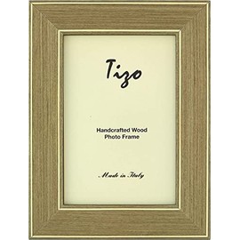 Tizo 8 x 10" Inch Double Gold Border Wood Gray Picture Frame