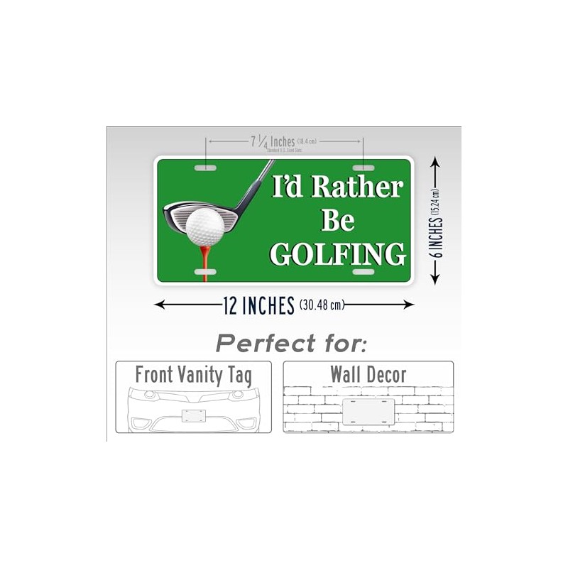 I'd Rather Be Golfing License Plate Golf Ball Golfer Auto