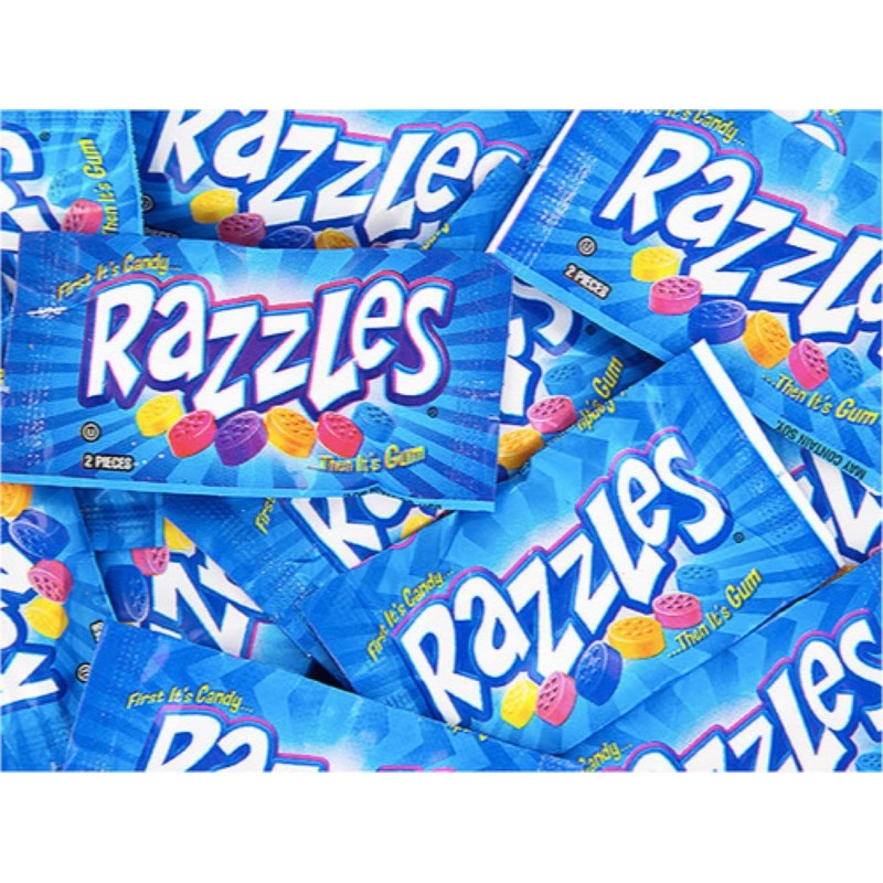 Original Razzles Candy Gum 2-Piece Packets Assorted Fruit Flavors 6