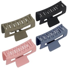 FAMEZA Hair Claw Clips 4 Pack 4.1 Inch Nonslip Large Matte Claw Clip for Women Strong Hold Non-Slip Barrettes Rectangular Jaw Clips for Long Thin Thick Hair (MULTICOLOR)