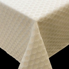 CAIT CHAPMAN HOME COLLECTION Yarn Dyed Metallic Geometry Tablecloth (60" x 120" Rectangle, Champagne)