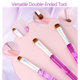 Nail Dotting Tools, ValueBargain 3pcs French Gel Acrylic Nail Brushes Double-Ended Art Pen for Manicure Professional Painting, Size #12#14 & #16