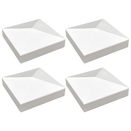 4 Pack 4inch Vinyl Pyramid Style Fence Post Cap/Vinyl Post Caps for True 4" x 4" Fence- White PVC