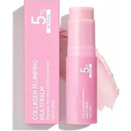Pink Collagen Multi Balm Stick - Volufiline & NAD Infused Face & Body Moisturizer para debajo de los ojos, el cuello, los labios - hidratante de embotellamiento y cuidado de radiación 10 g (Pack of 1)