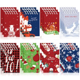 24 Pieces Christmas Mini Spiral Notepads, Christmas Theme Small Mini Memo Pad Snowman Merry Christmas Pattern Notebooks for Kids Gift, Xmas Party Favor Supplies, 8 Patterns (Cute Style)
