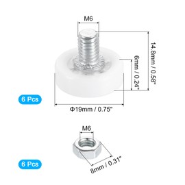 uxcell 6 Pack Drawer Rollers, 19mm Plastic Drawer Pulley Sliding Positioning Rollers Slide Guide Bearing Small Pulleys with Nuts for File Cabinet Slides, White