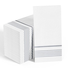 200 Pack Paper Dinner Napkins, Absorbent Paper Napkins, Premium Quality Guest Towels, 2-Ply Disposable Hand Towels for Kitchen, Events, Parties or Events (Silver)