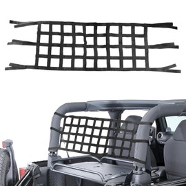 Aochuang Rear Cargo Cover Roof Hammock Mesh Netting for Jeep Wrangler JK JL TJ 1987-2024, 160 CM/ 63 in Extended Length Black Roof Storage Net