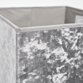 OHS Pack Of 4 Crushed Velvet Storage Boxes Set Home Bathroom Collapsible Foldable Toys Pop Up Folding Cube Box, Charcoal Grey