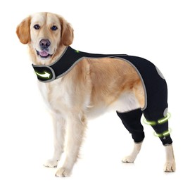 KISFLY KISFLY Dog Sleeve to Prevent Licking, Dog Recovery Sleeve, Wear-Resistant Dog Hind Leg Brace, Dog Leg Sleeve Protects Wound, Prevents Skin Damage, Dog Cone Alternative, with Reflective Material- L