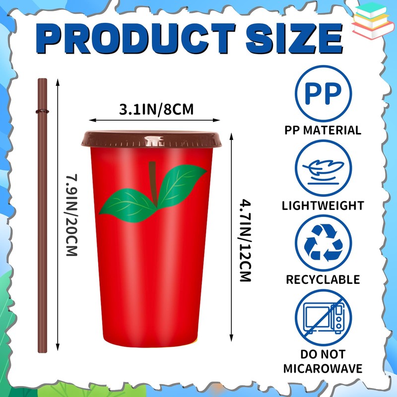 Jansun 12 Pack Teacher Appreciation Reusable Coffee Cups Plastic Tumblers