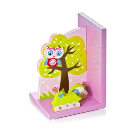 Mousehouse Gifts Wooden Children's Bookends for Boys or Girls Nursery or Bedroom (Pink Owl)